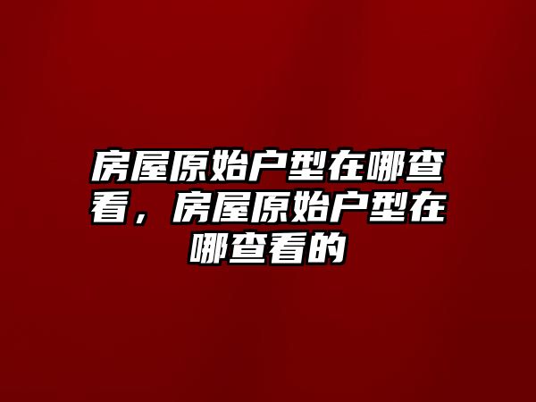 房屋原始戶型在哪查看，房屋原始戶型在哪查看的